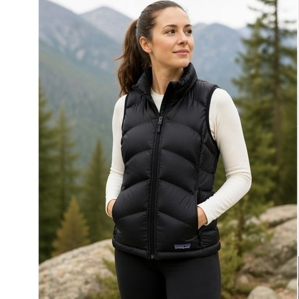 Patagonia Women Black Down Puffer Vest Quilted XS